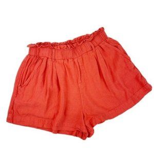American Eagle Rustic Orange High Rise Linen Shorts Sz M • Pull‑On • GUC